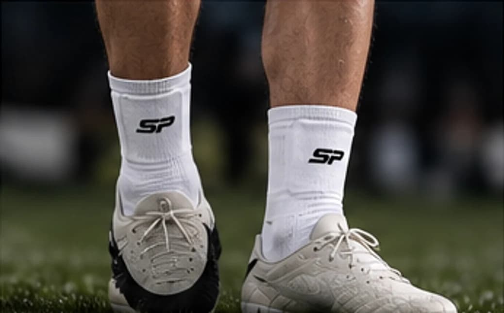 Spelare i vita SOCKPOCKET SHORT med benskyddsfickan på smalbenets framsida